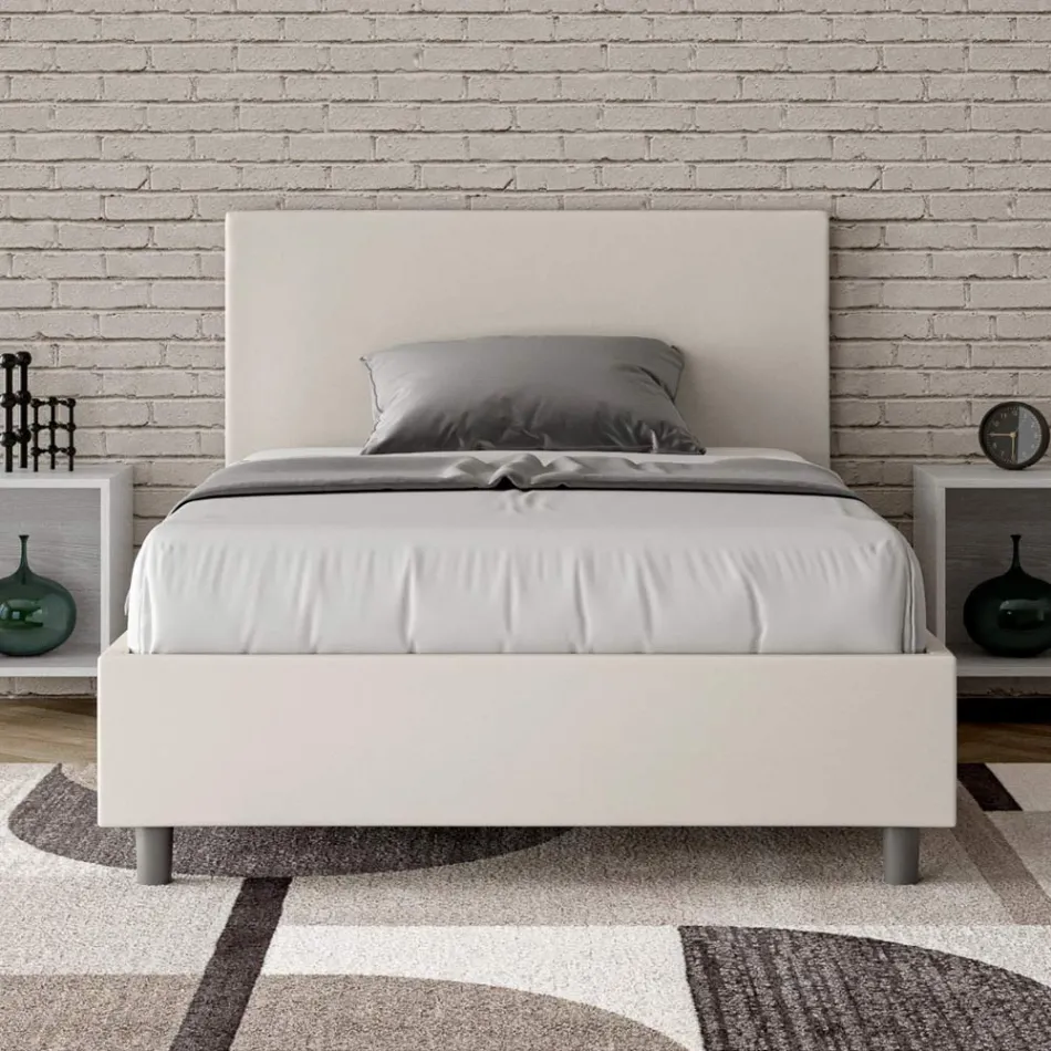 120x200 cm queensize-seng med hovedgærde i kunstlæder, fremstillet i Italien - Pallone Viadurini