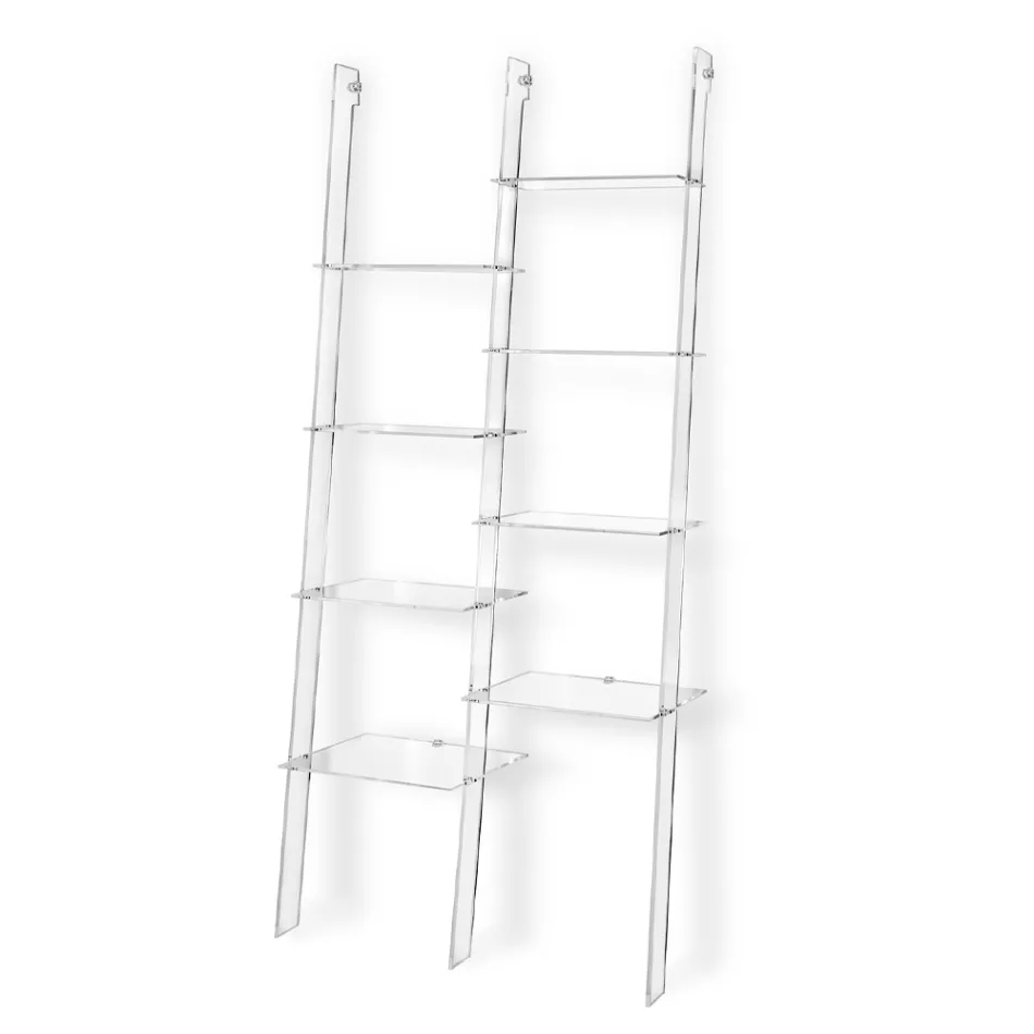 Vægreol i gennemsigtigt plexiglasdesign op til 4 elementer - Trezza Viadurini