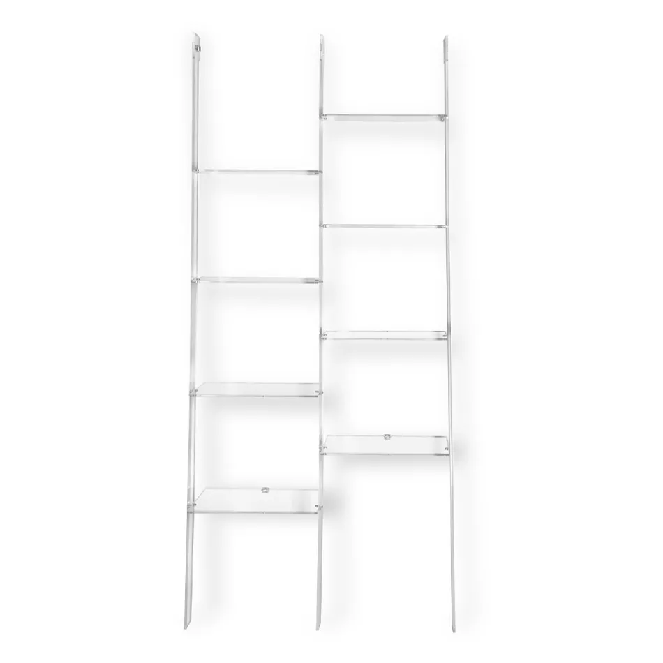 Vægreol i gennemsigtigt plexiglasdesign op til 4 elementer - Trezza Viadurini