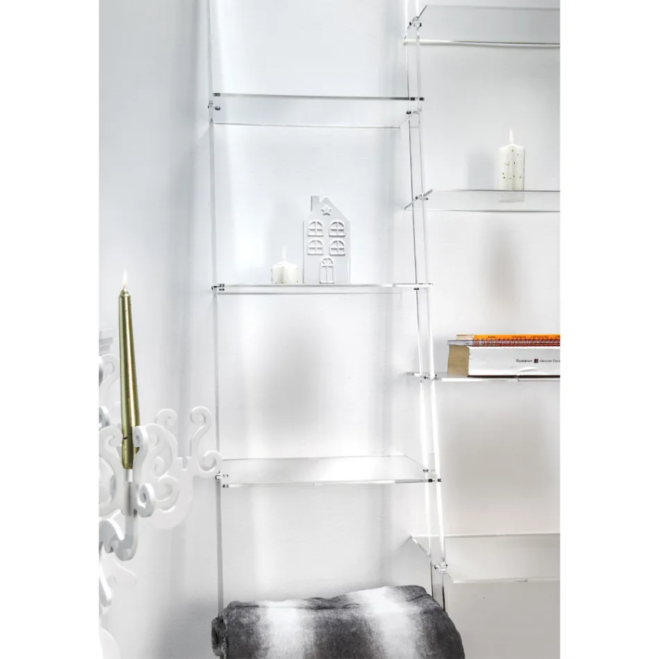 Vægreol i transparent plexiglasdesign op til 4 elementer - Trezza Viadurini