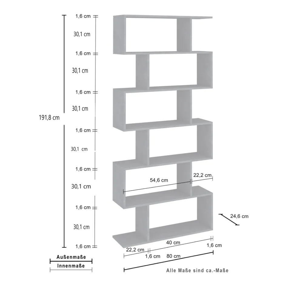 Lodret Design Væg Bogreol Stue i Træ 3 Finishes - Minetta Viadurini