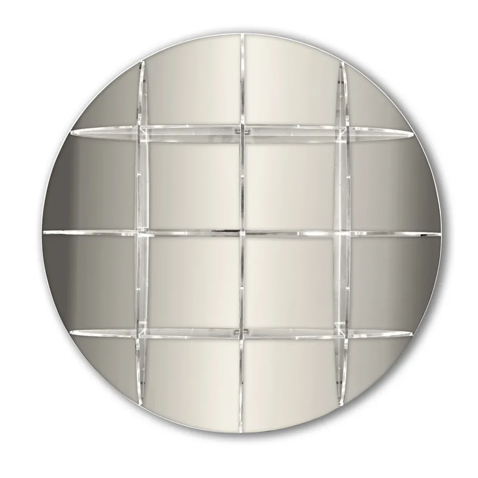 Rund væg reol i guld eller sølv plexiglas lavet i Italien - Lizzy Viadurini