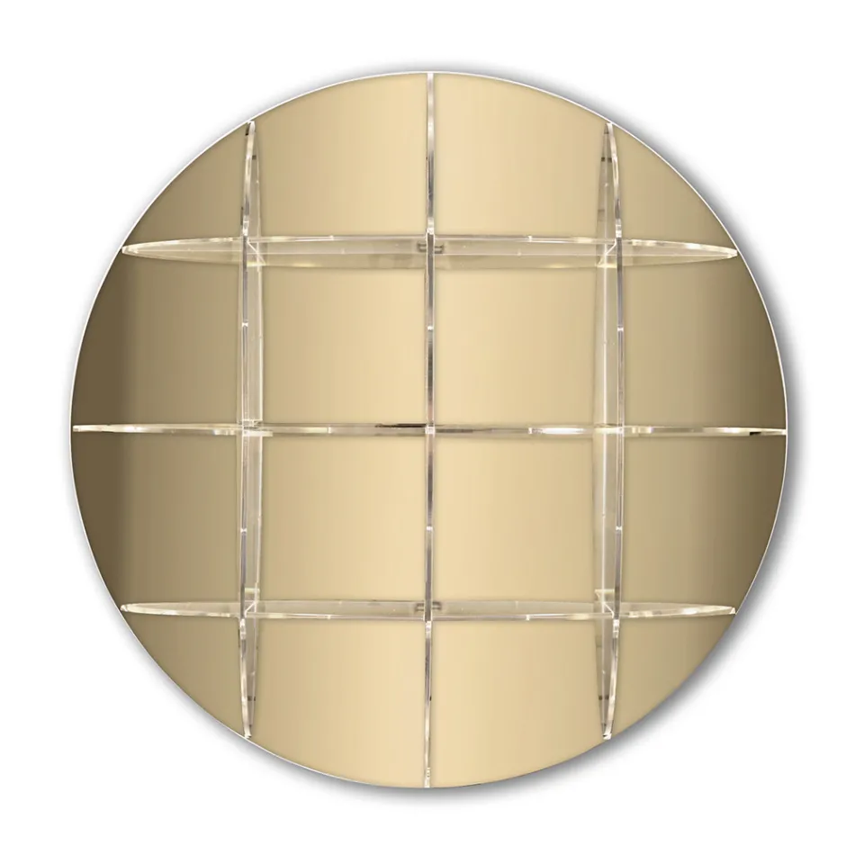 Rund væg reol i guld eller sølv plexiglas lavet i Italien - Lizzy Viadurini