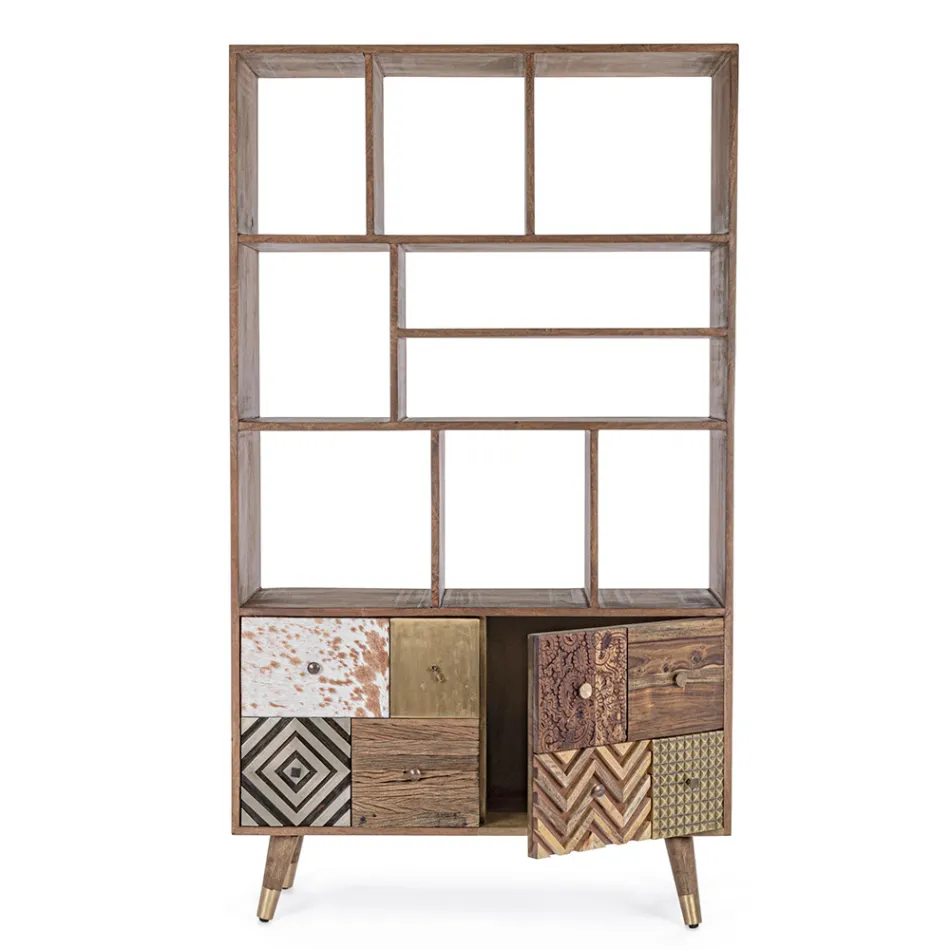 Stue reol i mangotræ og Homemotion genbrugsdøre - Auriel Viadurini