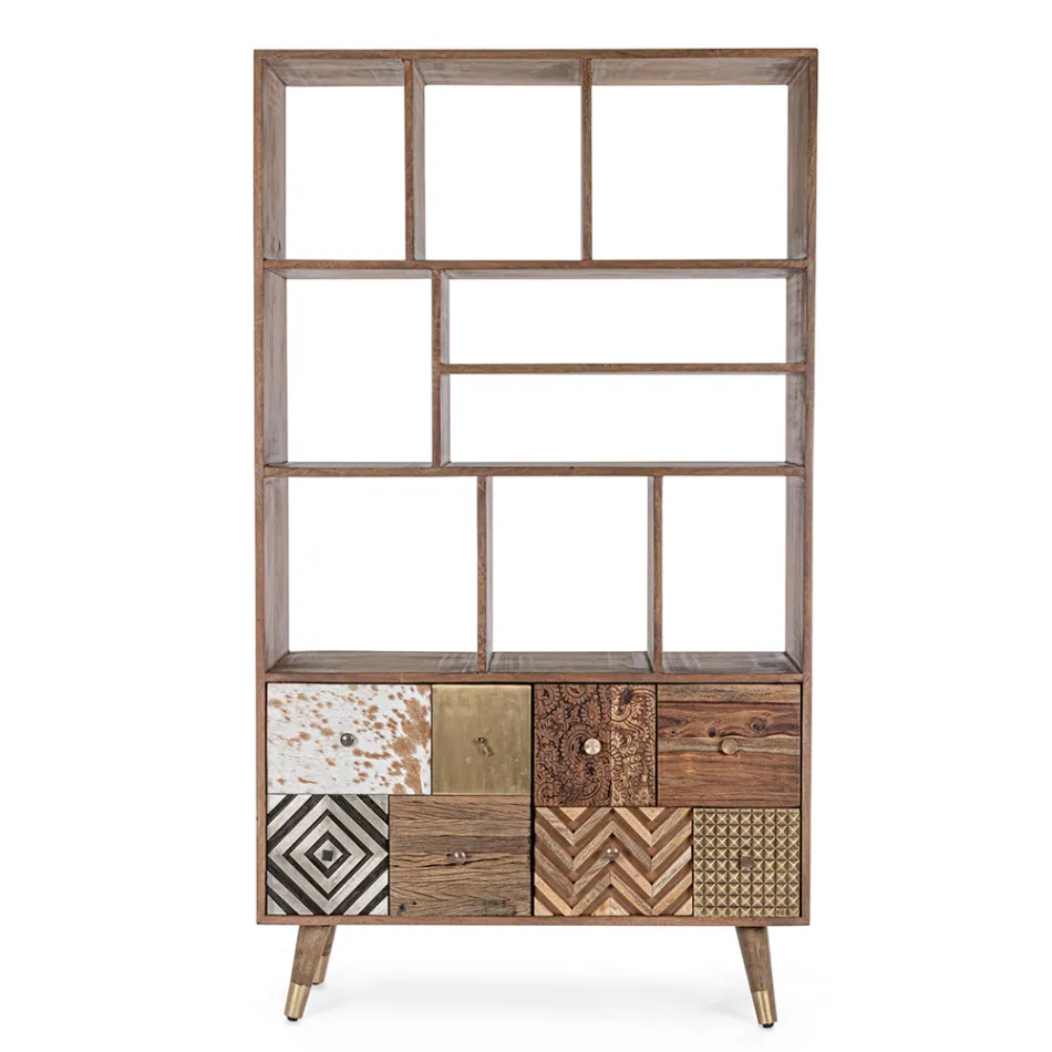 Stue reol i mangotræ og Homemotion genbrugsdøre - Auriel Viadurini