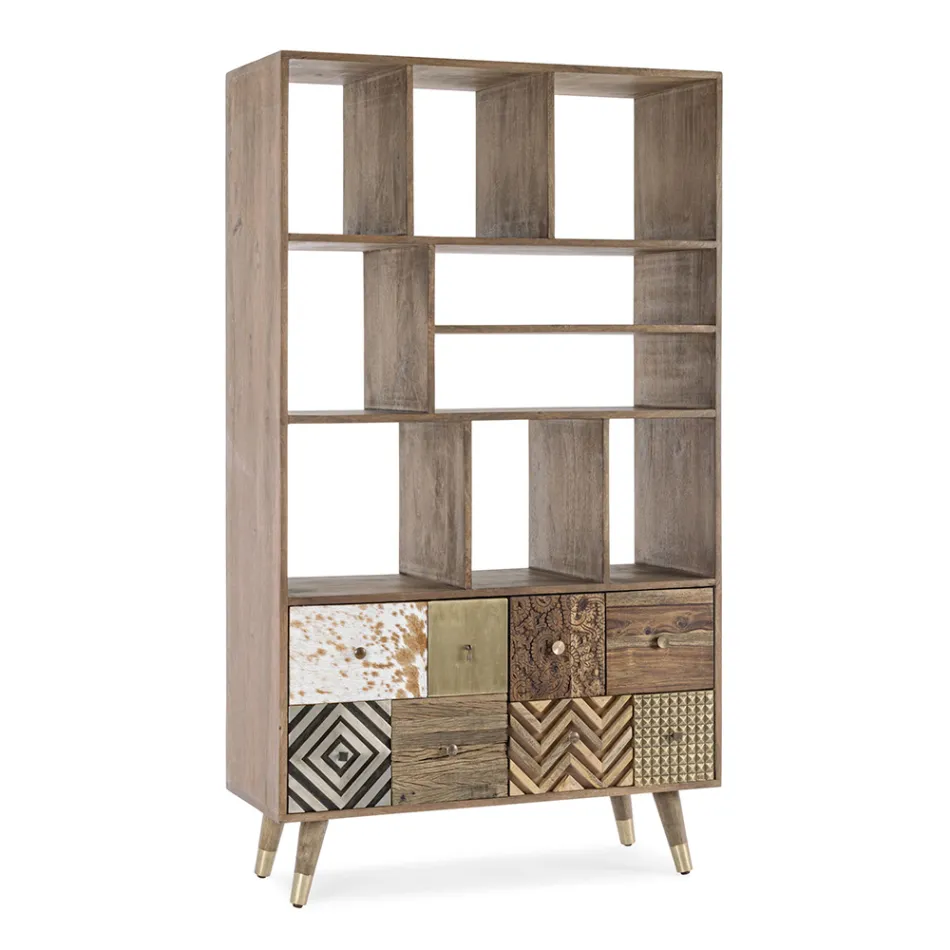 Stue reol i mangotræ og Homemotion genbrugsdøre - Auriel Viadurini