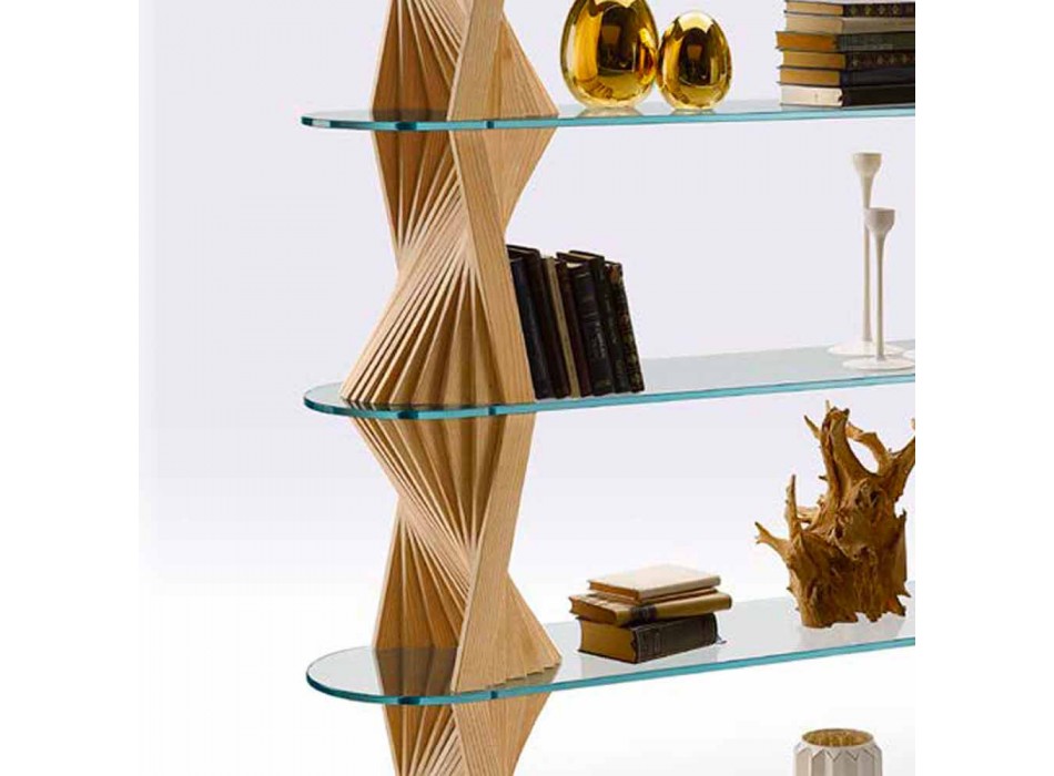 Designgulvreol i glas og asketræ Made in Italy - Aspide Viadurini