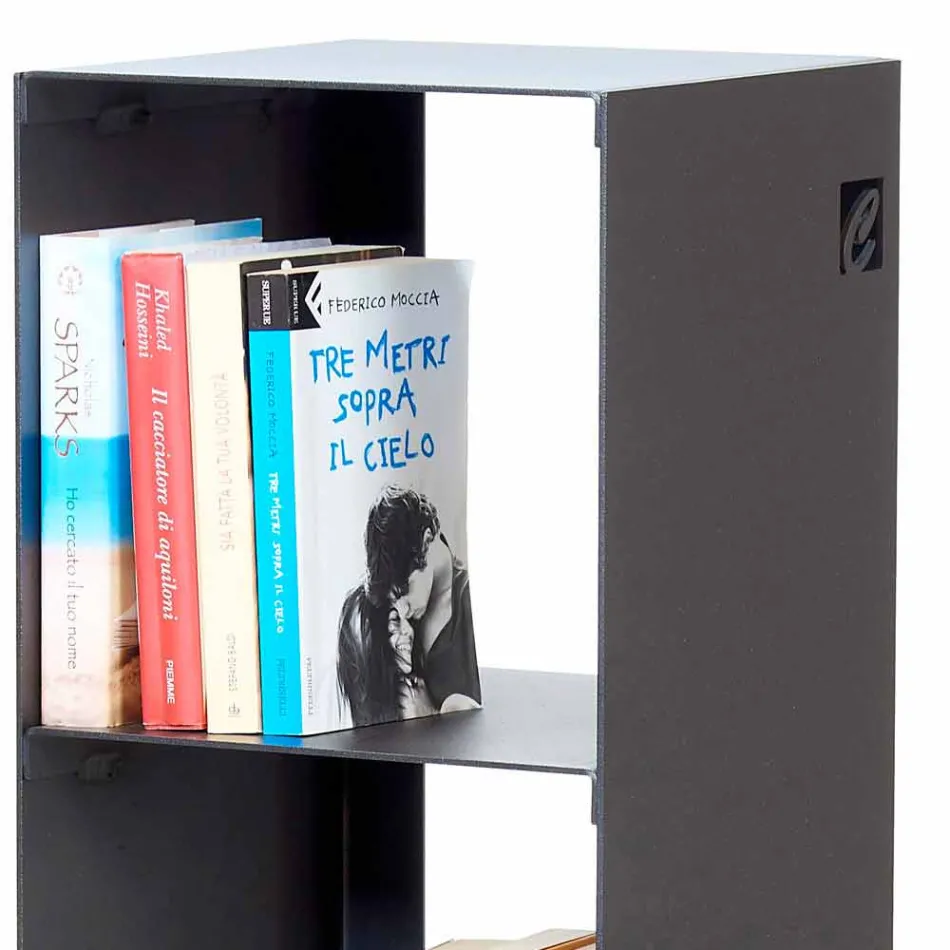 Sort, rød, hvid eller grå jern moderne gulv reol lavet i Italien - Pls Viadurini