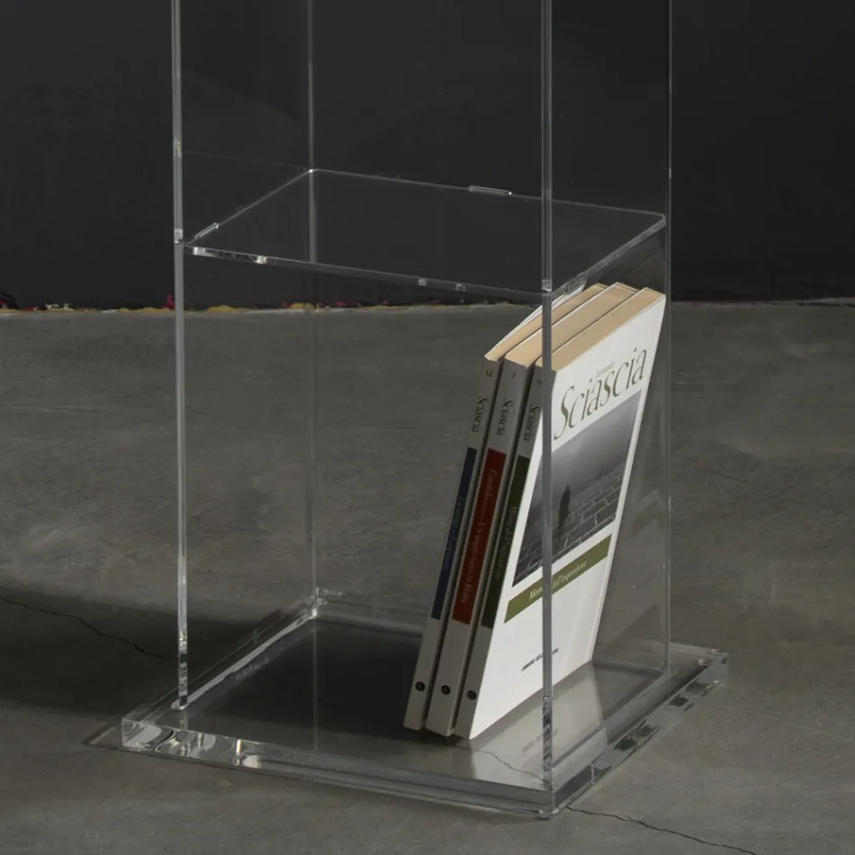 Fritstående søjle reol i gennemsigtig akryl krystal - Corrige Viadurini