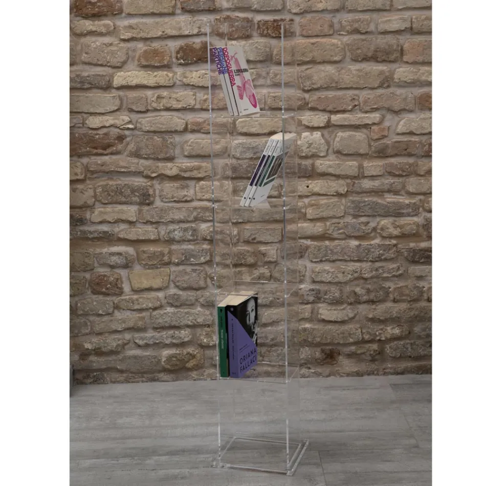 Fritstående søjle reol i gennemsigtig akryl krystal - Corrige Viadurini