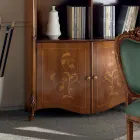 Reol i indlagt Bassano valnøddetræ med døre lavet i Italien - Commodo Viadurini