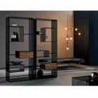 Bogreol i røget glas med skuffe i Canaletto valnøddetræ italiensk design - Linzy Viadurini