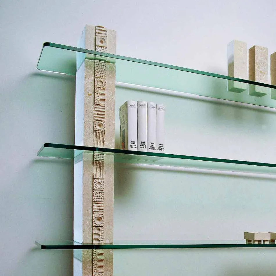 Modular bokhylde i sten og glas med et moderne Galene design Viadurini