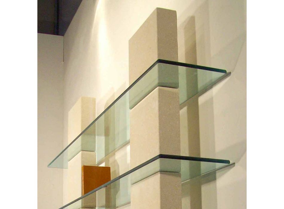 Modular bokhylde i sten og glas med et moderne Poplia design Viadurini