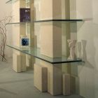 Modular bokhylde i sten og glas med et moderne Poplia design Viadurini