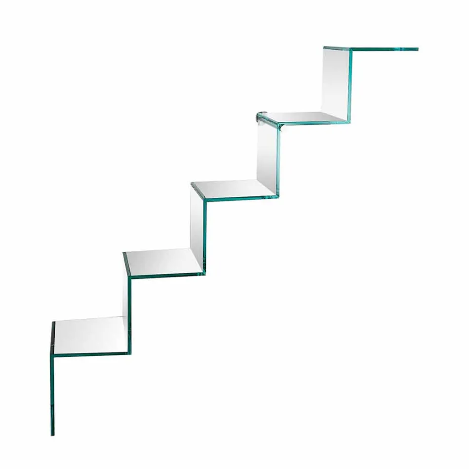 Reol til genstande på væggen Originaldesign i glasstige - Volano Viadurini