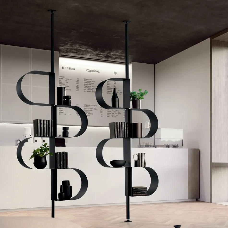 Fatima malet metal lodret bogreol med justerbare ben Viadurini