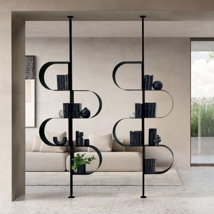 Fatima malet metal lodret bogreol med justerbare ben Viadurini