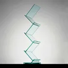 Lodret reol i gennemsigtigt glas til fritstående stue - Brugo Viadurini