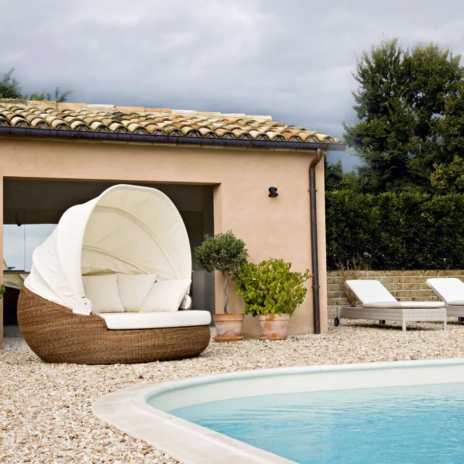 Have solseng med polyrattan baldakin - Colin Viadurini