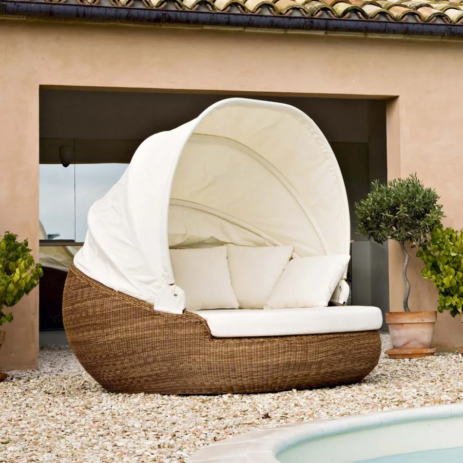 Have solseng med polyrattan baldakin - Colin Viadurini