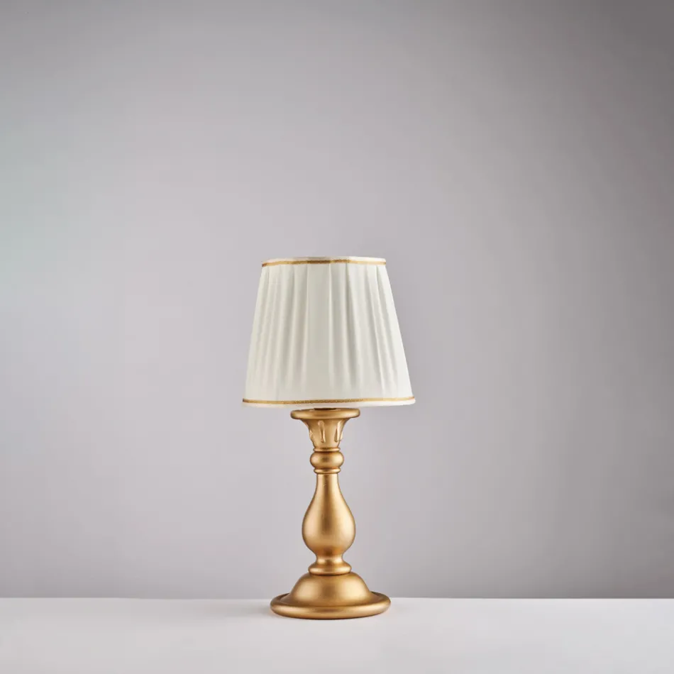 Trælampe med italienskproduceret lampeskærm til indretning - Siena Viadurini