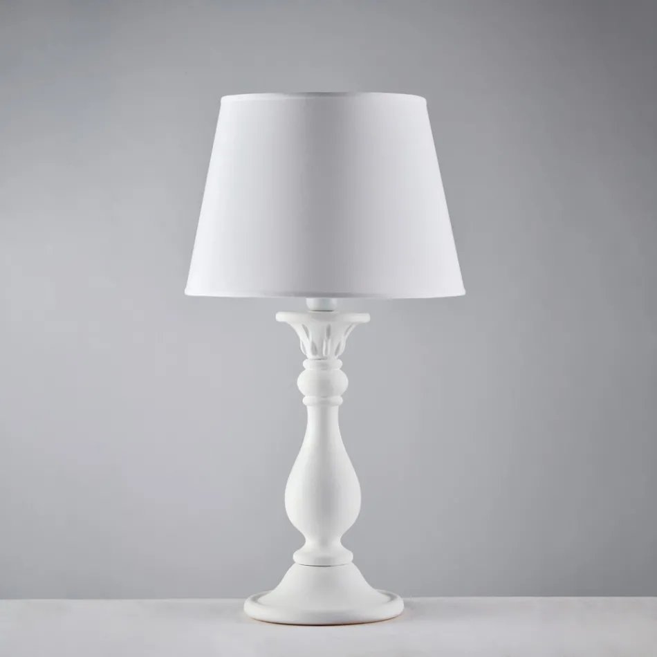 Trælampe med italienskproduceret lampeskærm til indretning - Siena Viadurini