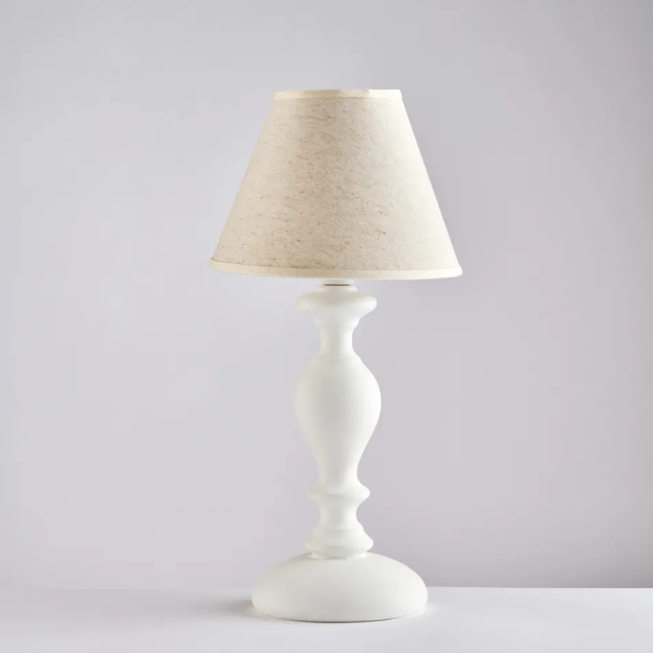 Trælampe med italienskproduceret lampeskærm til indretning - Toscana Viadurini