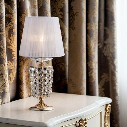 Forgyldt jernbordlampe med lampeskærm Fremstillet i Italien - Østrig Viadurini