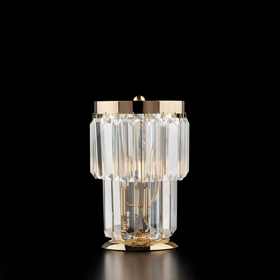 Bordlampe i jern og forgyldt stål med rhinsten, fremstillet i Italien til indretning - Wien Viadurini