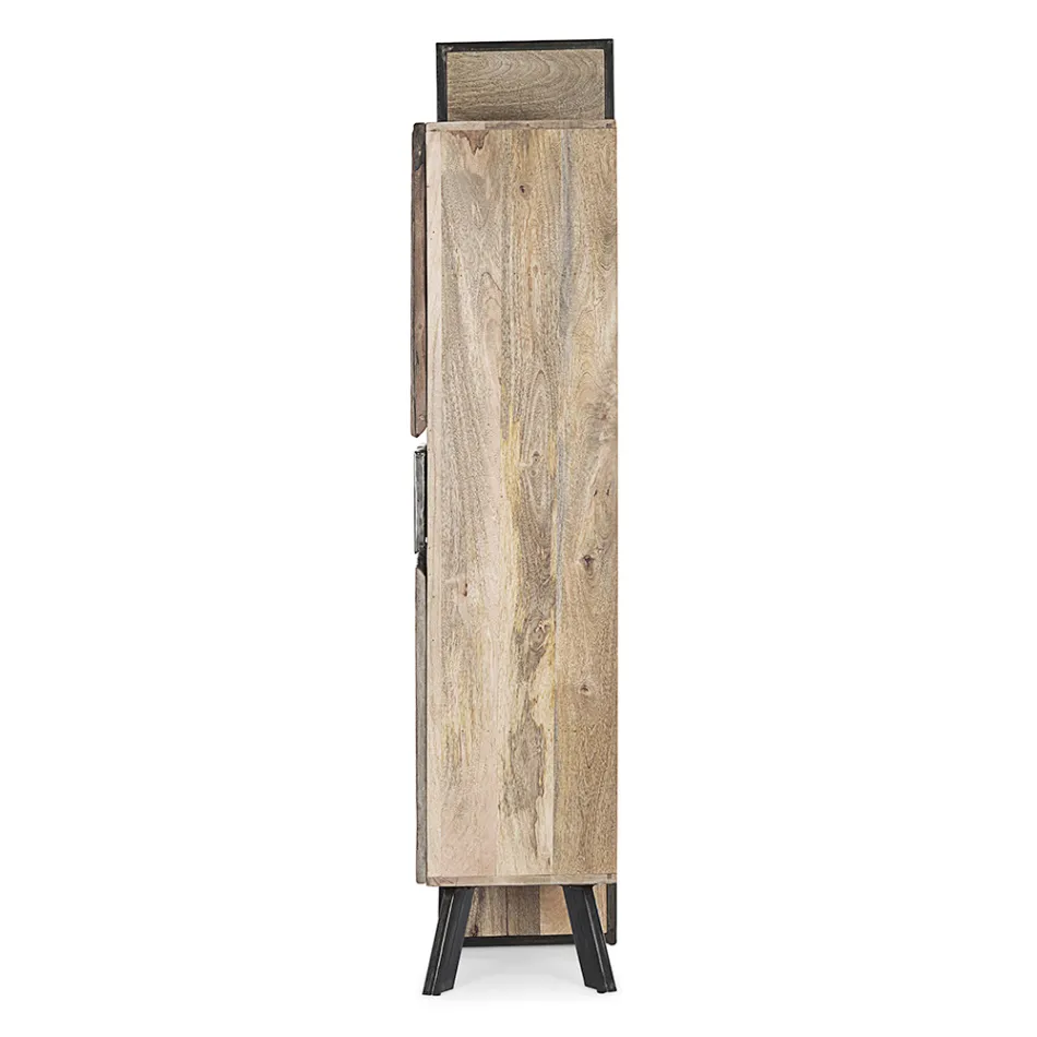 Skænk 2 låger 2 skuffer i mangotræ og stål Homemotion - Signorino Viadurini