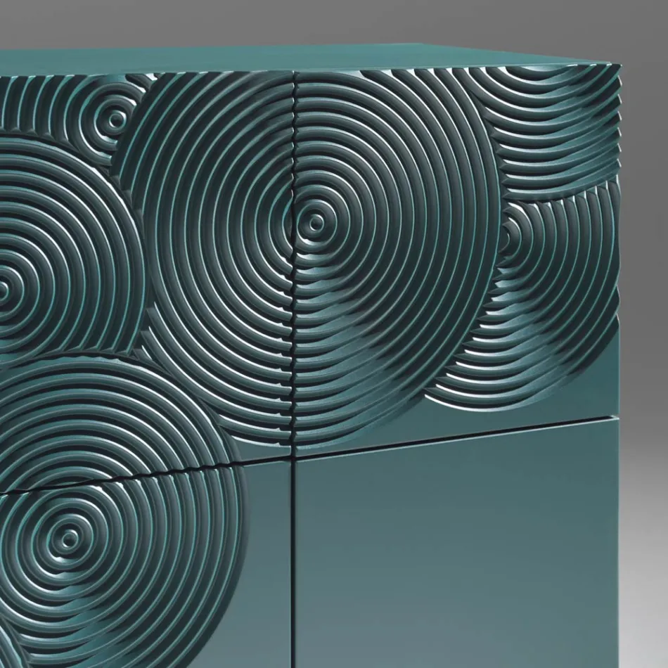 5-dørs skænk i lakeret MDF med håndgraveret og færdig dekoration - Krabbe Viadurini