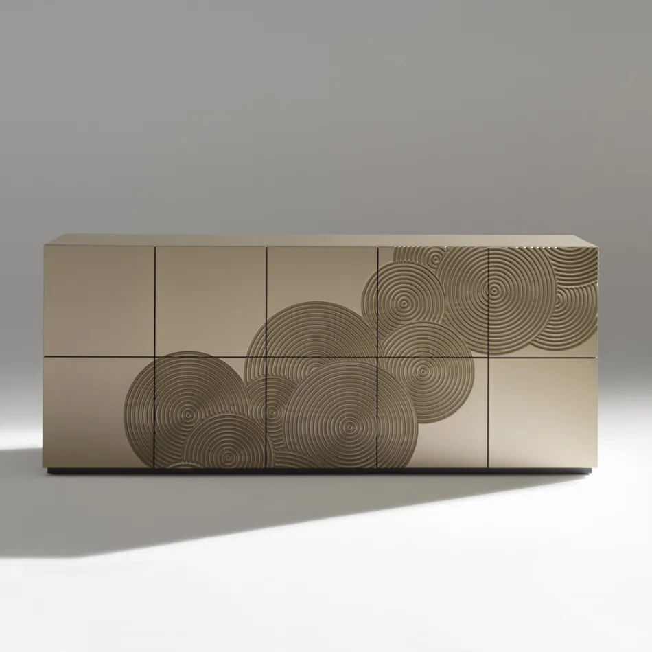 5-dørs skænk i lakeret MDF med håndgraveret og færdig dekoration - Krabbe Viadurini