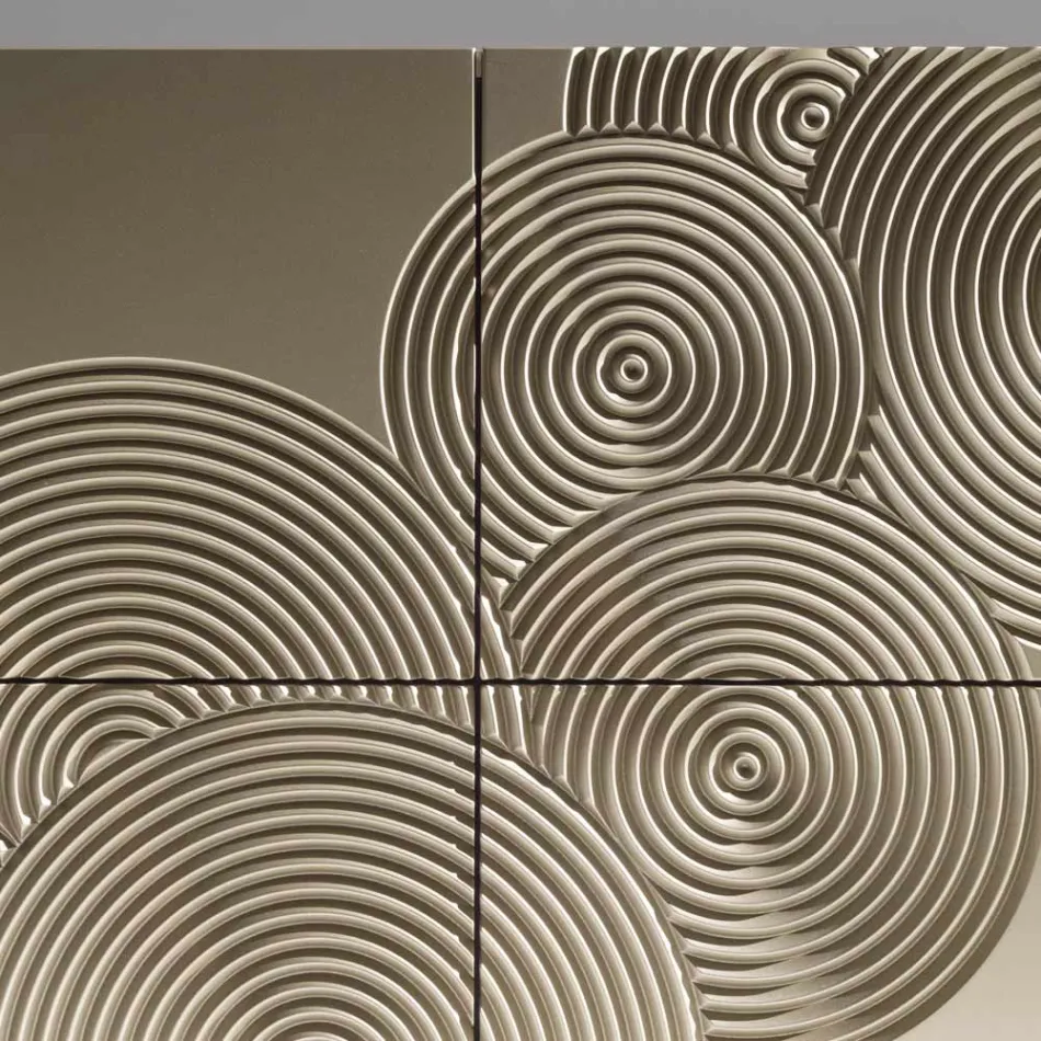 5-dørs skænk i lakeret MDF med håndgraveret og færdig dekoration - Krabbe Viadurini