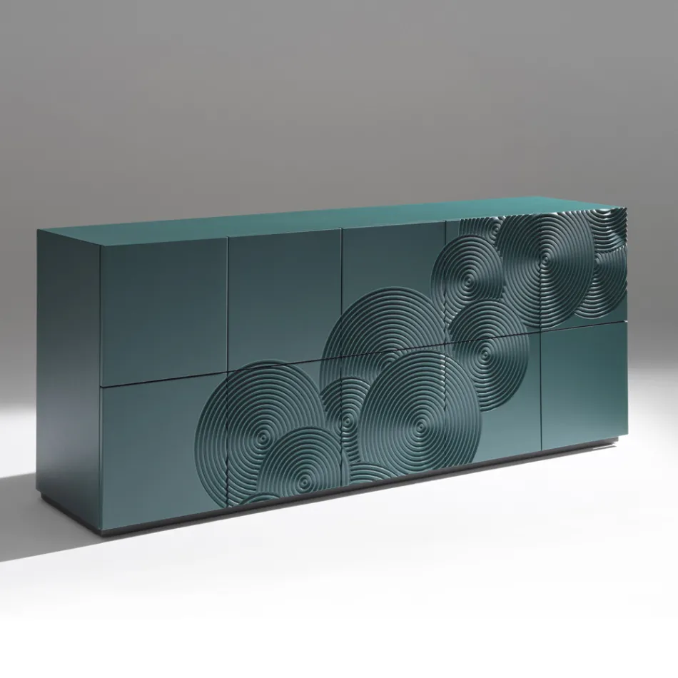 5-dørs skænk i lakeret MDF med håndgraveret og færdig dekoration - Krabbe Viadurini