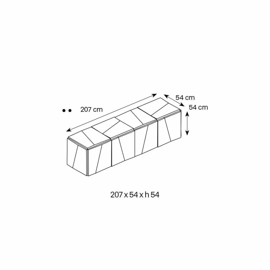 Væghængende skænk i mathvidt træ og spejlebriller - Senese Viadurini