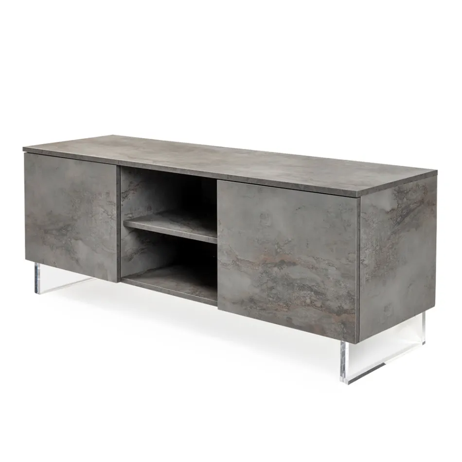 Skænk med 2 døre og 2 centrale åbne rum i melamin Fremstillet i Italien - Minnie Viadurini