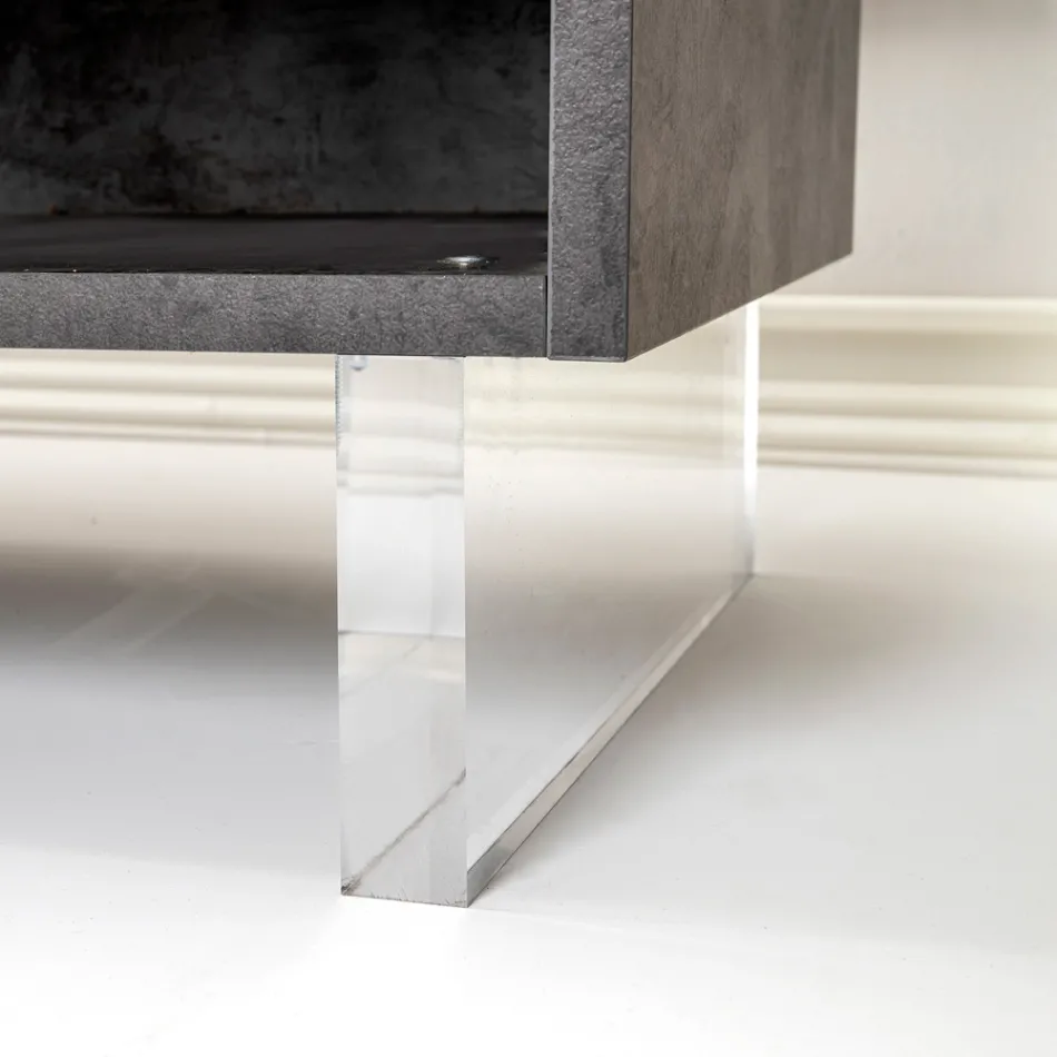 Skænk med 2 døre og 2 åbne siderum i melamin Made in Italy - Mus Viadurini