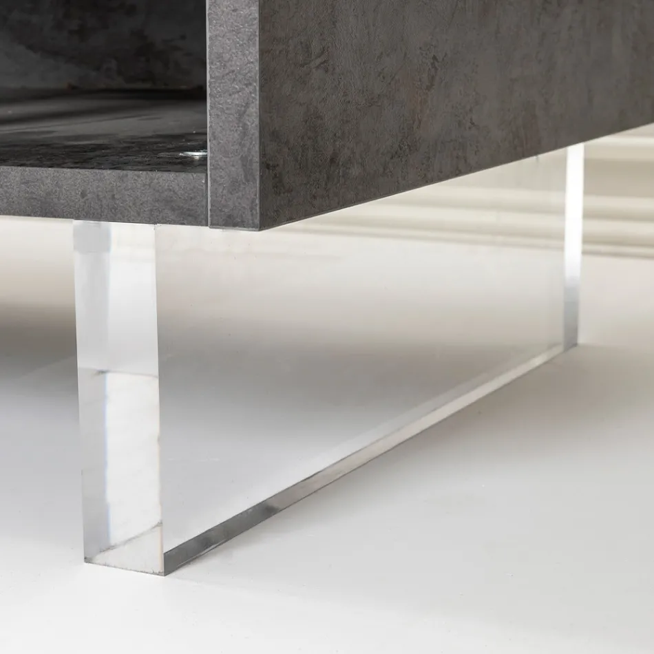 Skænk med 2 døre og 2 åbne siderum i melamin Made in Italy - Mus Viadurini