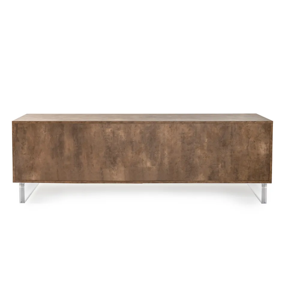 Skænk med 2 døre og 2 åbne siderum i melamin Made in Italy - Mus Viadurini