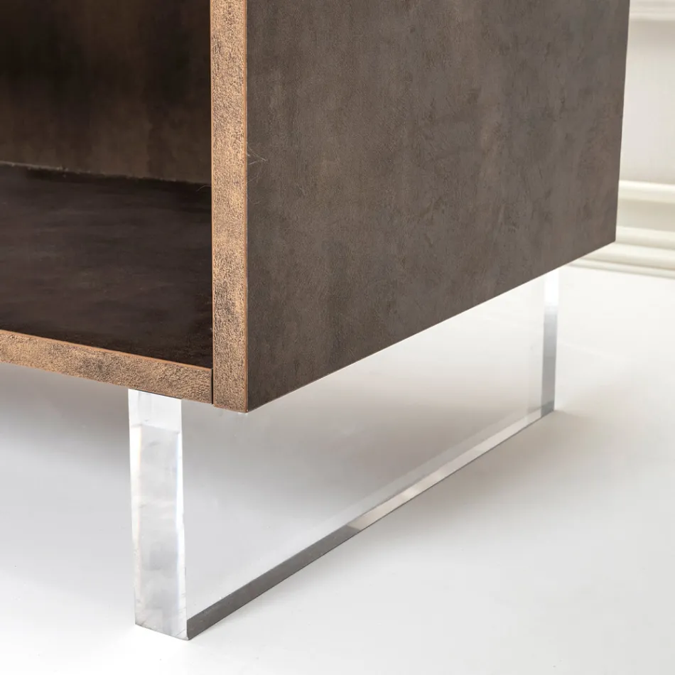 Skænk med 2 døre og 2 åbne siderum i melamin Made in Italy - Mus Viadurini