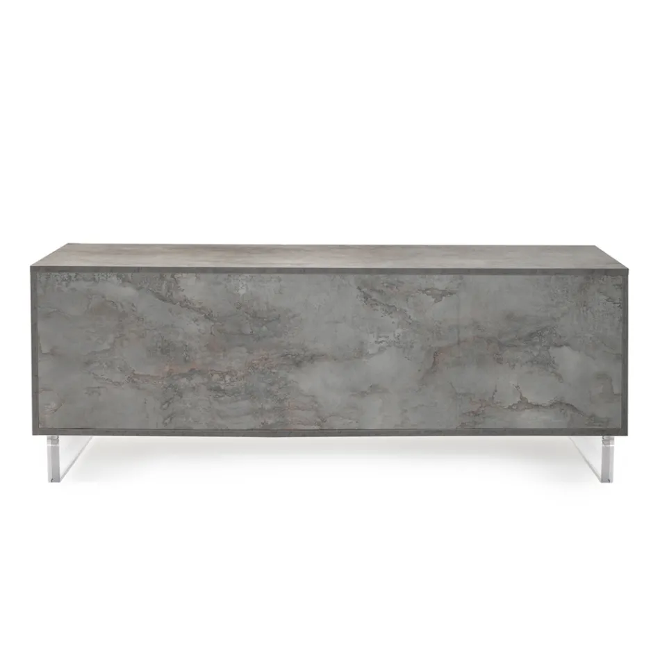 Skænk med 2 døre og 2 åbne siderum i melamin Made in Italy - Mus Viadurini