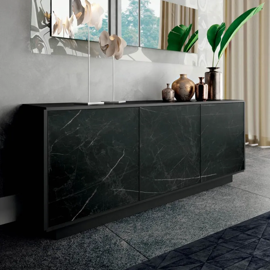 Skænk med 3 låger og lakeret og lamineret struktur Made in Italy - Ferrara Viadurini