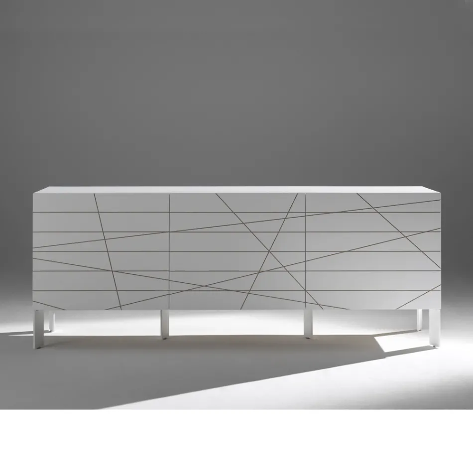 Skænk med 3 døre i malet træagglomerat - Ariete Viadurini