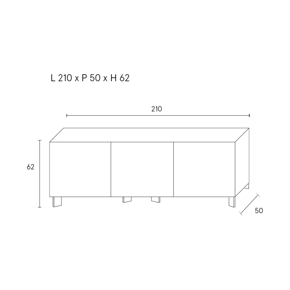 Skænk med 3 døre i malet træagglomerat - Ariete Viadurini