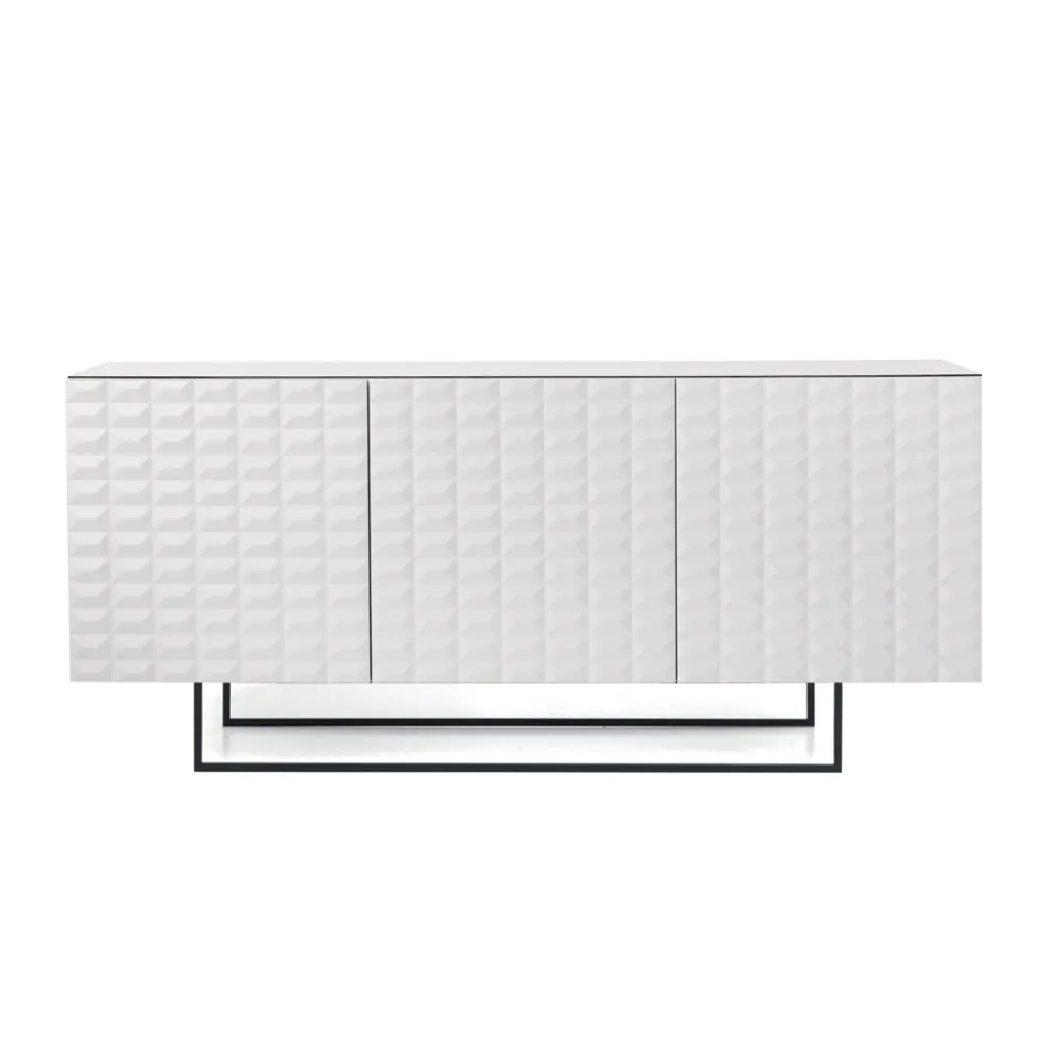 Skænk med 3 døre i MDF betrukket med lakeret PVC fremstillet i Italien - Dorotea Viadurini