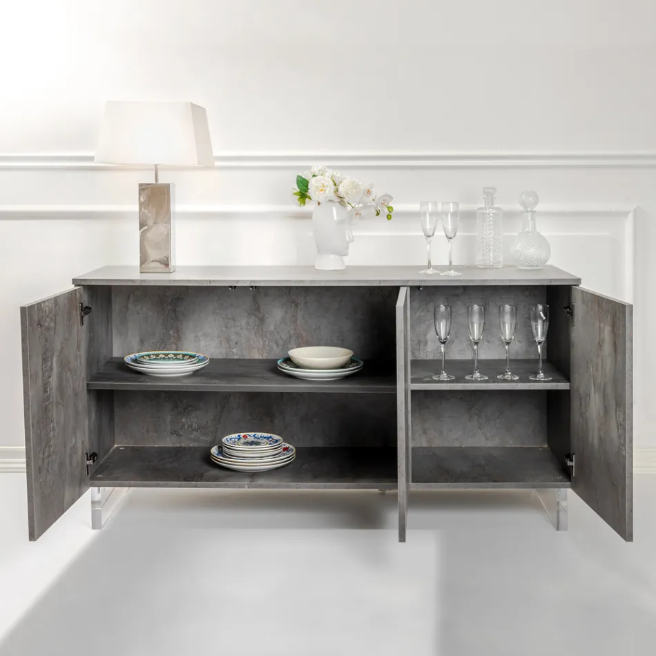 Skænk med 3 melamindøre og plexiglasfødder Lavet i Italien - Mickey Mouse Viadurini