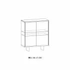 Stue skænk i røget glas og grøn Guatemala marmor - Leonarda Viadurini