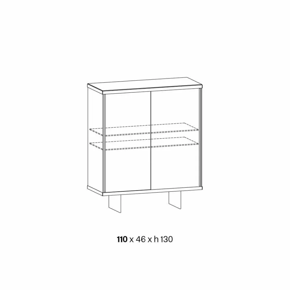 Stue skænk i røget glas og grøn Guatemala marmor - Leonarda Viadurini