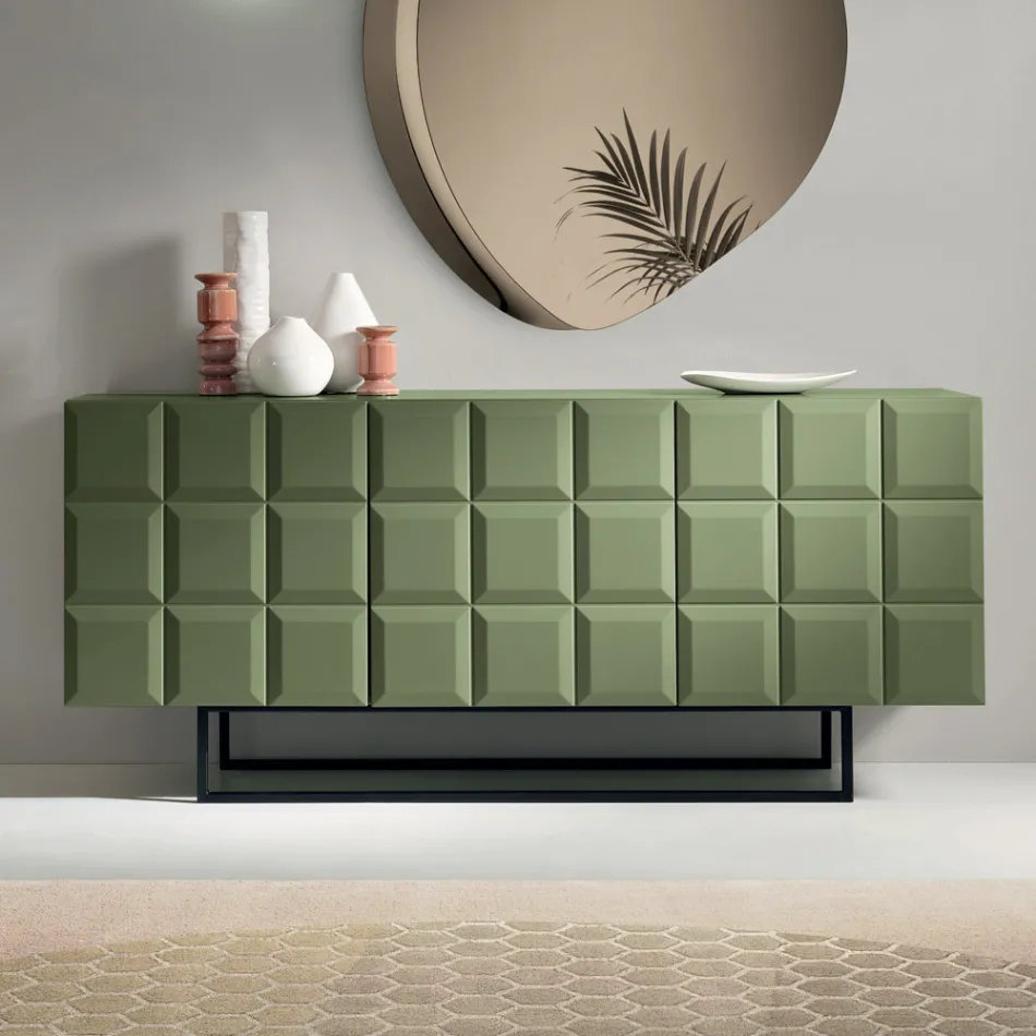 Indendørs skænk med 3 ternede døre Lavet i Italien - Elisabetta Viadurini